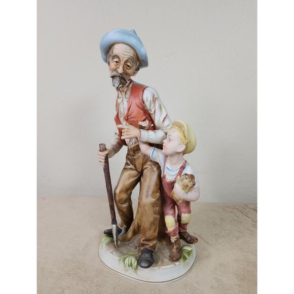 Lefton Bisque Grandpa & Boy Figurine 11" Tall Ceramic #5304 Home Decor Vintage - Picture 6 of 12
